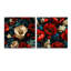 Motif de fleurs de pavot bleues et rouges I - ensemble de 2 peintures murales en acrylique-103929536