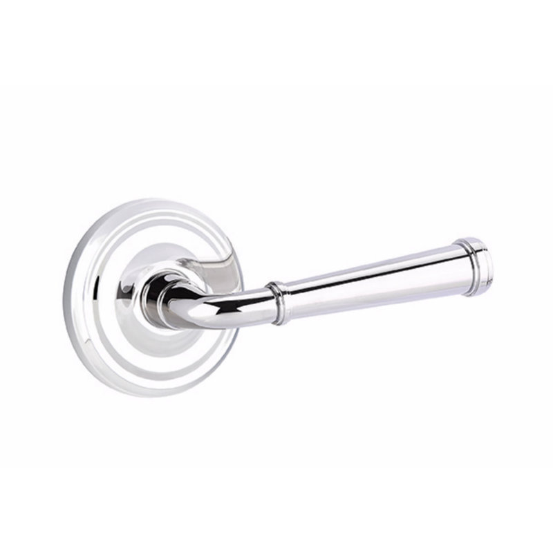 Ensemble de faux levier Emtek avec rosette régulière et levier Merrimack, Chrome poli