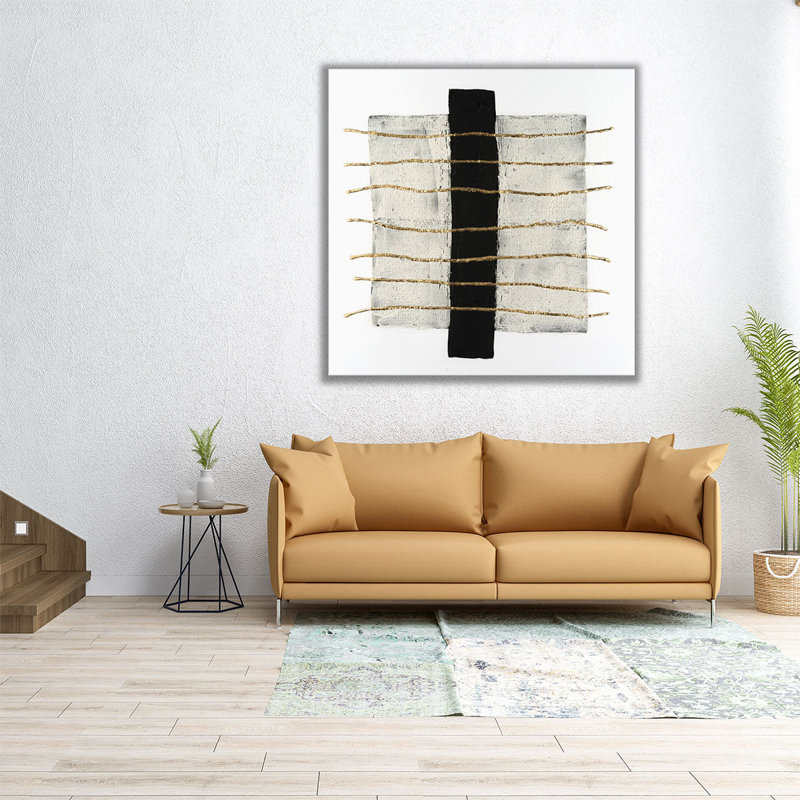 Tablettes texturées I, noir et blanc - reproduction d'art sur toile, H 40 po x l 40 po