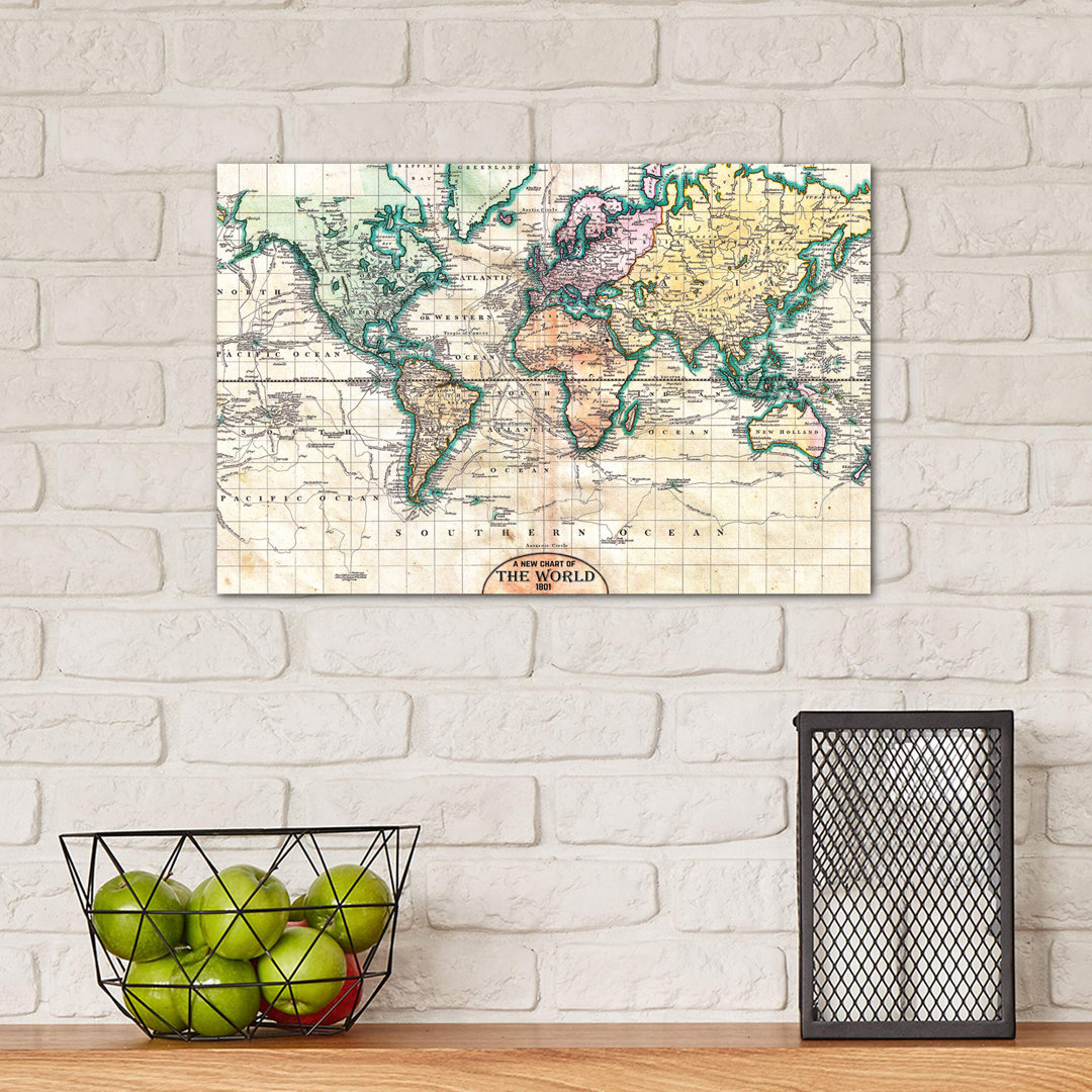 Vintage World Map 1801 by Nature Magick - Wrapped Canvas Print