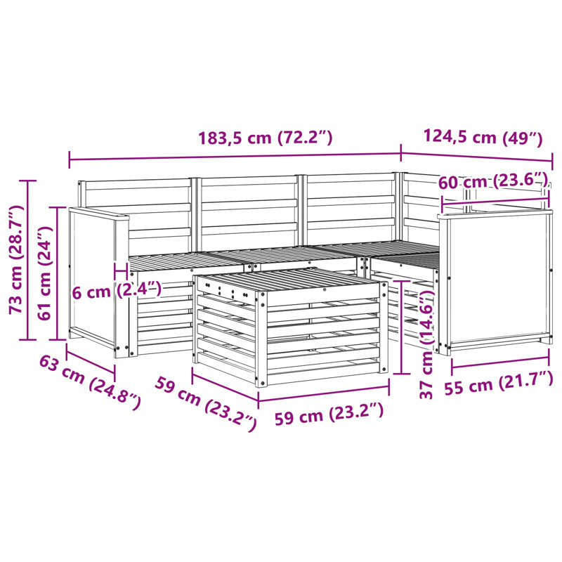  Outdoor Sofa Set 5 pcs Polyester