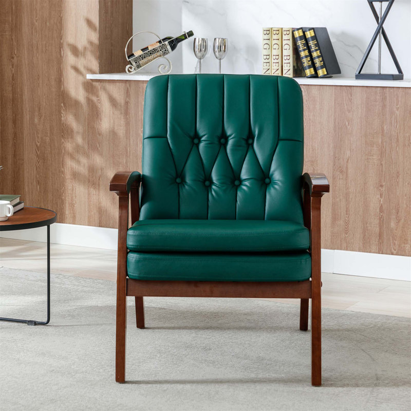 Fauteuil Mischell, Similicuir vert