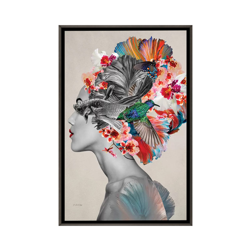 Aretha - par Ana Paula Hoppe, impression, Aucun mat, Toile encadrée de bois rustique foncé, H 48 po x l 32 po x P 1,5 po