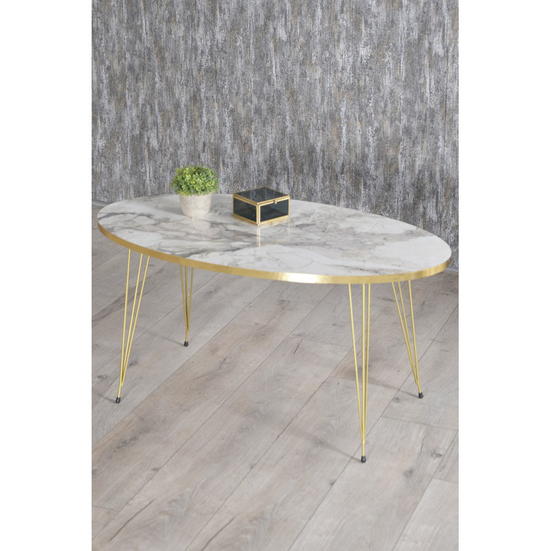 Uma Living Room Table Set, White Marble
