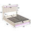 4Ft6 Double Bed Velvet Upholstered Bed With 7 Colors LED-Light Strips-311725765