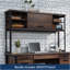Ensemble de bureau d'ordinateur et bahut, finition brune