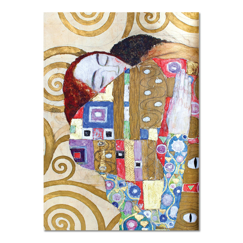 The Embrace of the Lovers by Gustav Klimt - Unframed Painting on Glass, 135cm H x 95cm W