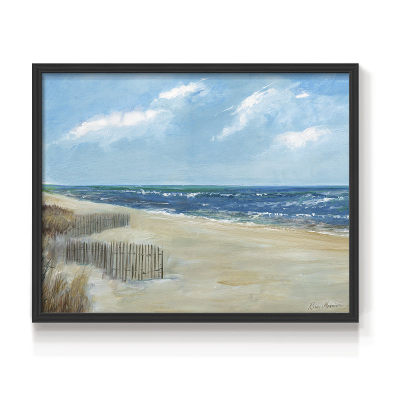 Beach Fences -Framed Print - Restickable, H 8 po x l 10 po, Noir, noir, noir, noir