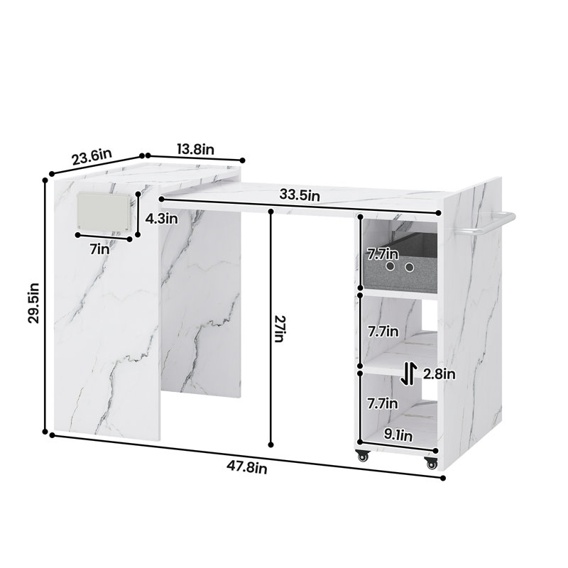 Manicure Folding Table Nail Table Station, White