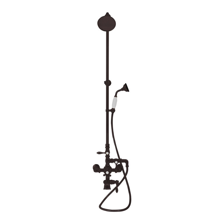P1049 Exposed Thermostatic Shower System 36" Wall Mounted with Hand shower and Lever/Cross Handles
