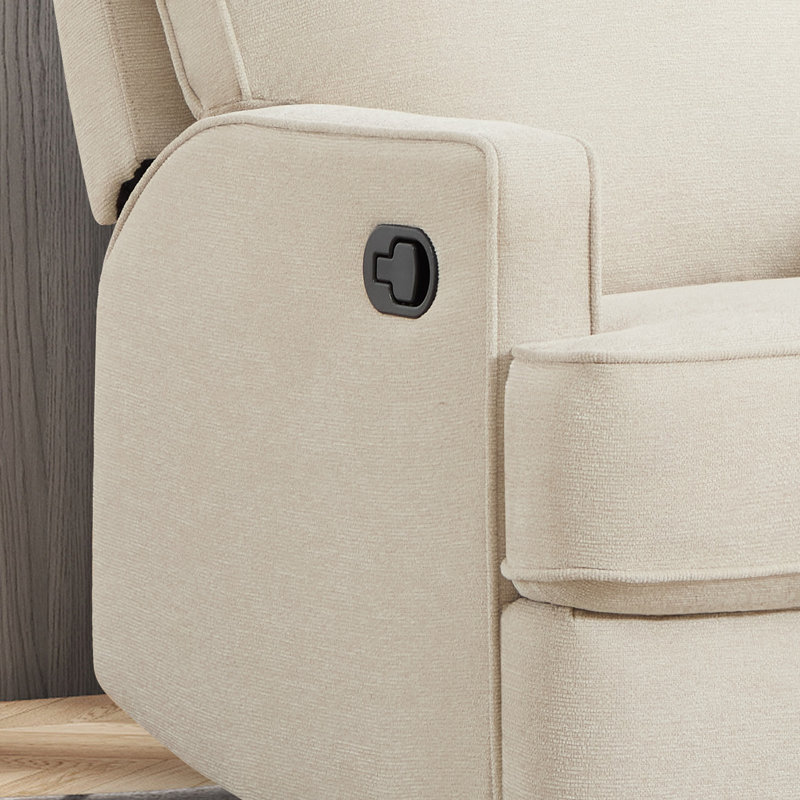 Norvis 29.5" Wide Modern Refined Linen Upholstered Standard Swivel Manual Recliner, Beige