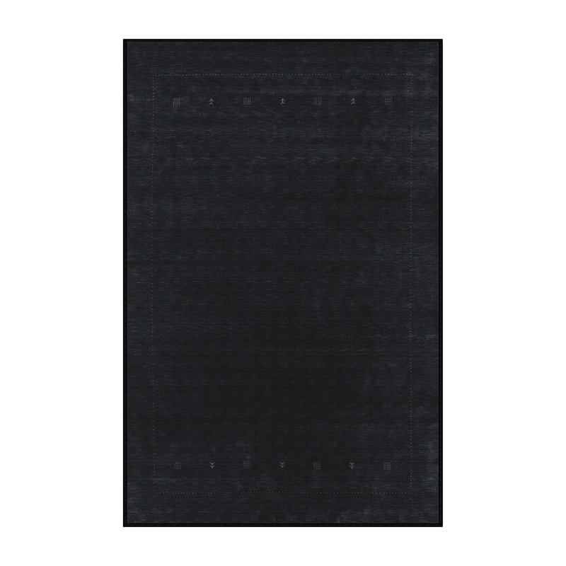Tapis contemporain noir, Rectangle 2 pi x 4 pi