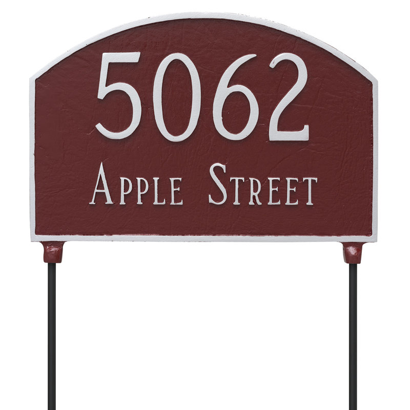 Plaque d'adresse sur 2 lignes Prestige, Blanc / Doré, Oui