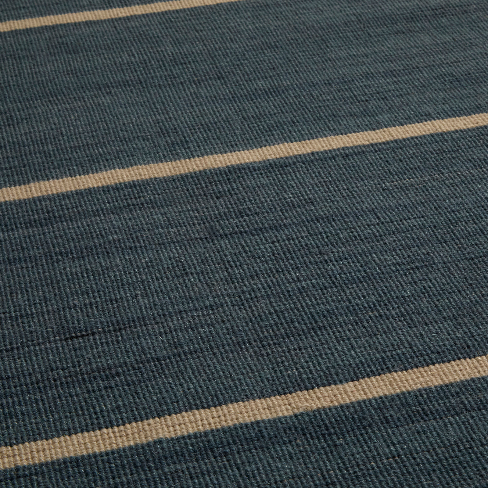Creekmont Blue Cream Hand-Woven Striped Wool Rug, Rectangle 5' x 8'
