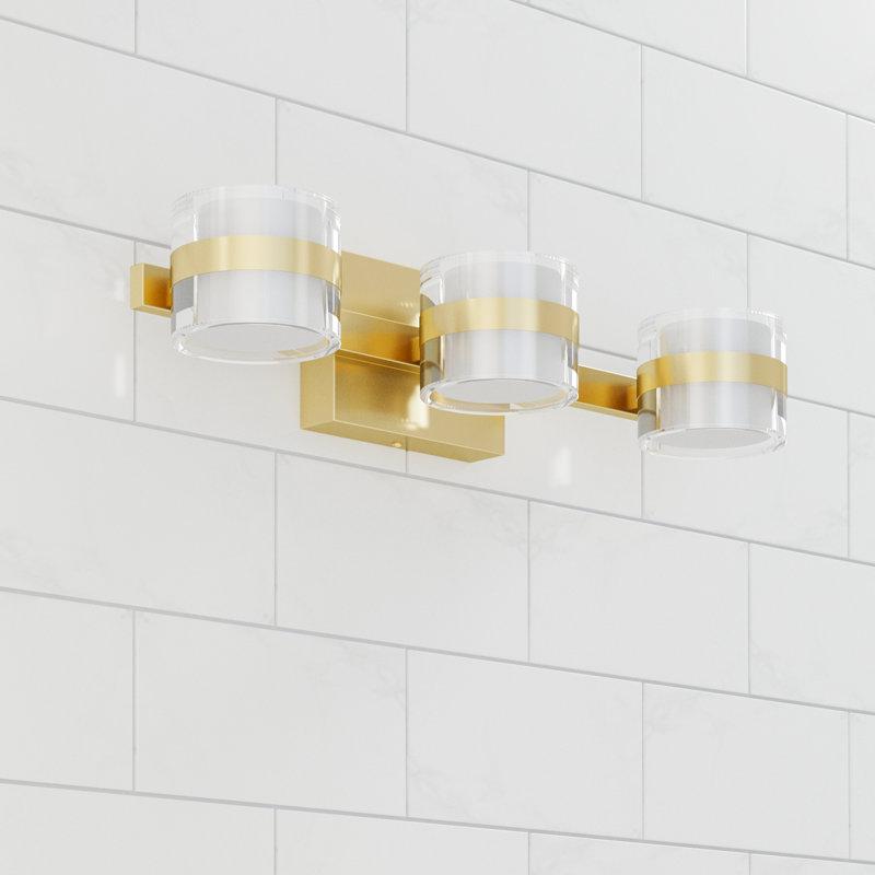 Éclairage pour meuble-lavabo à 3 lumières à DEL 19,49 po l 3000 po / 4 000 K / 5 000 K Kinston, Laiton poli, 3