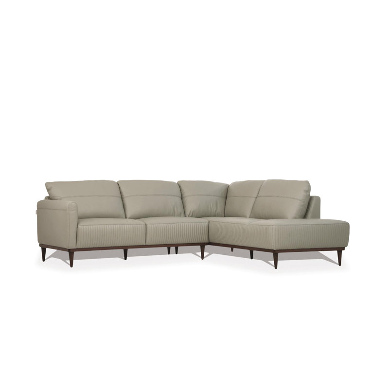 Auguste Faux Leather Sectional Right Hand Facing, Gray Faux Leather, Right Hand Facing