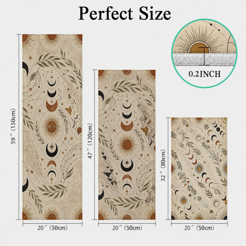 Sun Moon Non-Slip Washable Kitchen Mats