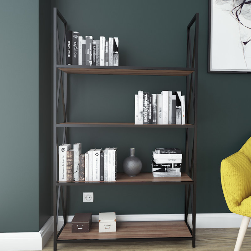 149.86cm H x 93.98cm W Metal Etagere Bookcase
