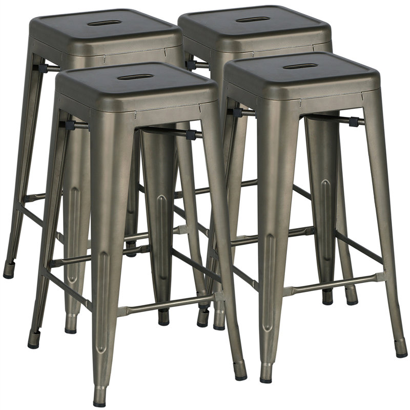 Winfred Counter Stool with Metal Frame, Gunmetal, Bar Stool (30” Seat Height)