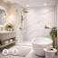  PVC Shower Panels Pack of 3 Carrara Marble Gold Vein Waterproof Bathroom Wall Cladding 2400x1000mm Matt Finish