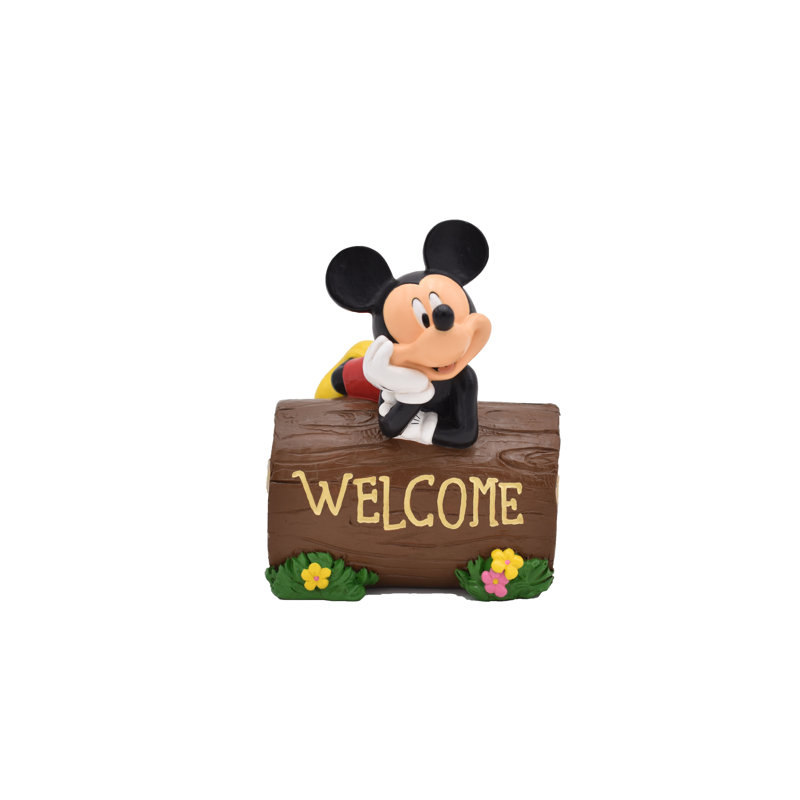 Disney Mickey Welcome Log Outdoor Garden Statue