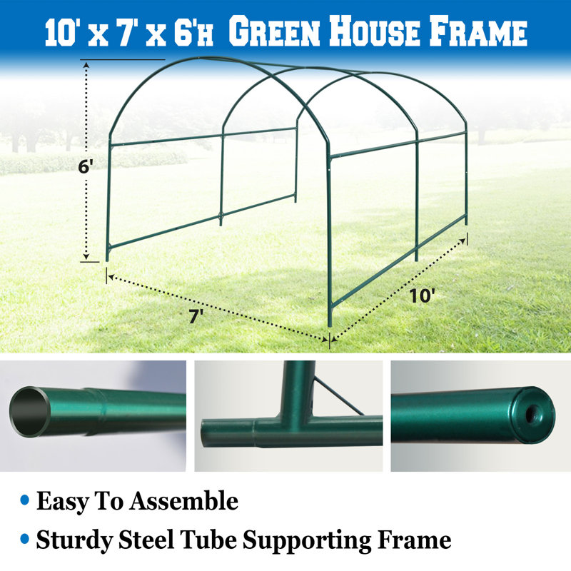 Greenhouse Replacement Frame for 10'X7'X6' Larger Walk in Hot Garden House , Support Arch Frame Climbing Plants/Flowers/Vegetables