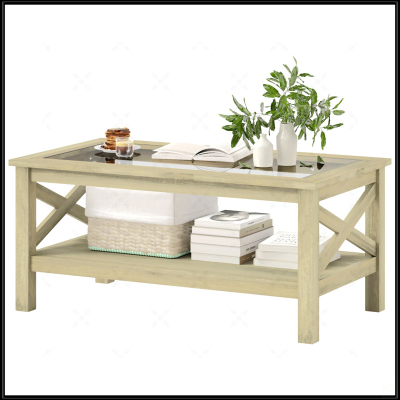 Table basse en verre, Brun