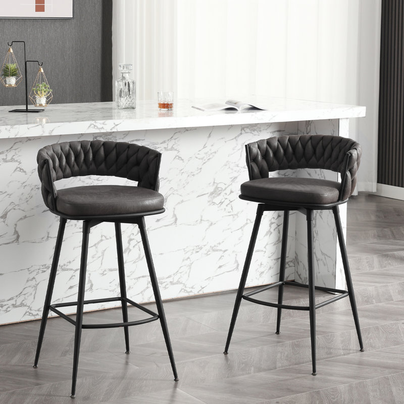 Tabouret de bar et de comptoir Kymberlynn, Noir gris, Tabouret de bar (siège d'une hauteur de 31,1 po)