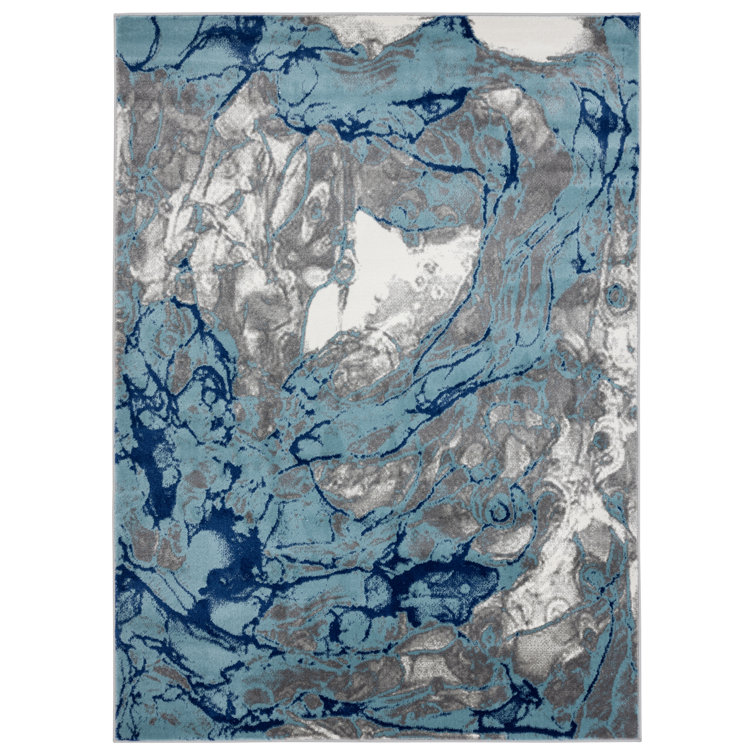 Tapis bleu / gris / ivoire Devola