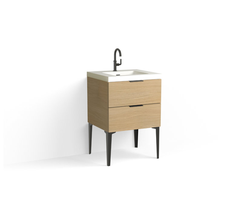 Avila 24" W Freestanding Single Bathroom Vanity with Dean Leg, Polished Nickel, Matte White/Single, Biondo