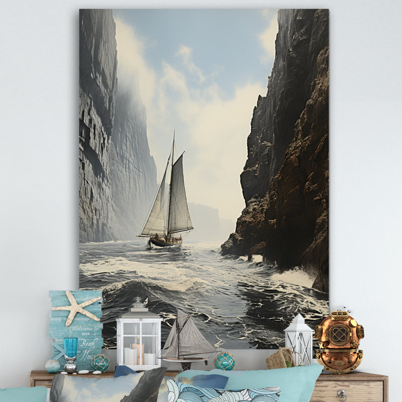 Kohki Coastal Ocean Cliff III, reproduction d'art sur toile, H 20 po x l 12 po x P 1 po, Toile tendue