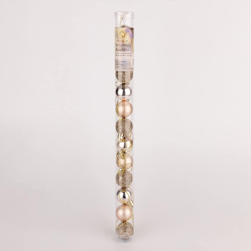 Polyvinyl Chloride (PVC) Ball Ornament, 3cm H x 3cm W x 3cm D, Gold