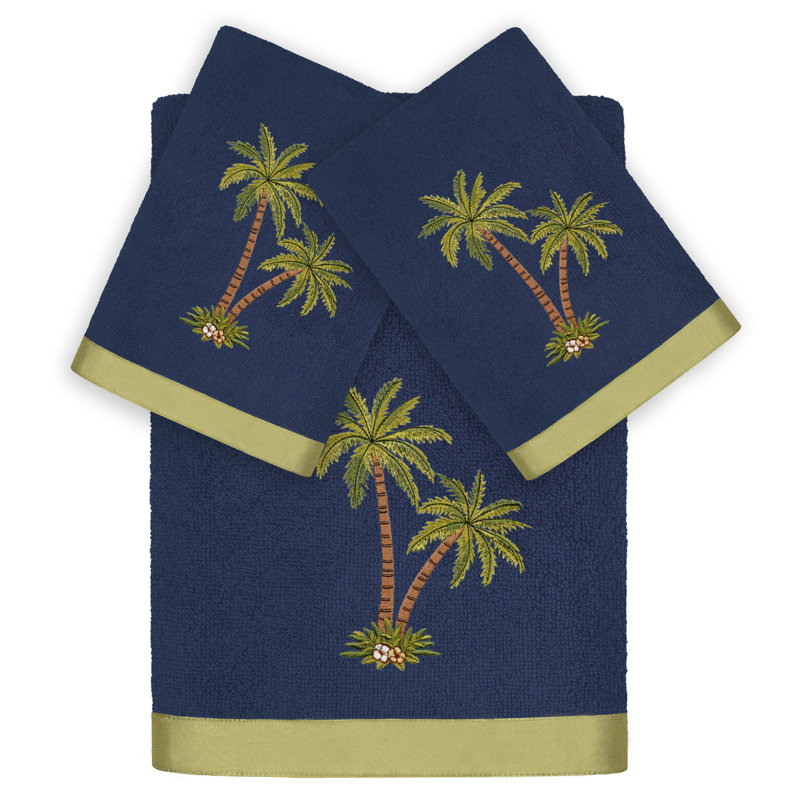 Anastasika 3 Piece Turkish Cotton Towel Set, Marine