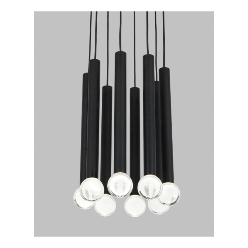 Guyed 8 - Light LED Pendant, Nightshade Black