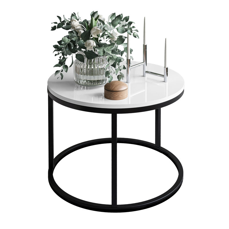 Darianna Frame Coffee Table, 42cm H x 60cm L x 60cm W, Black/White
