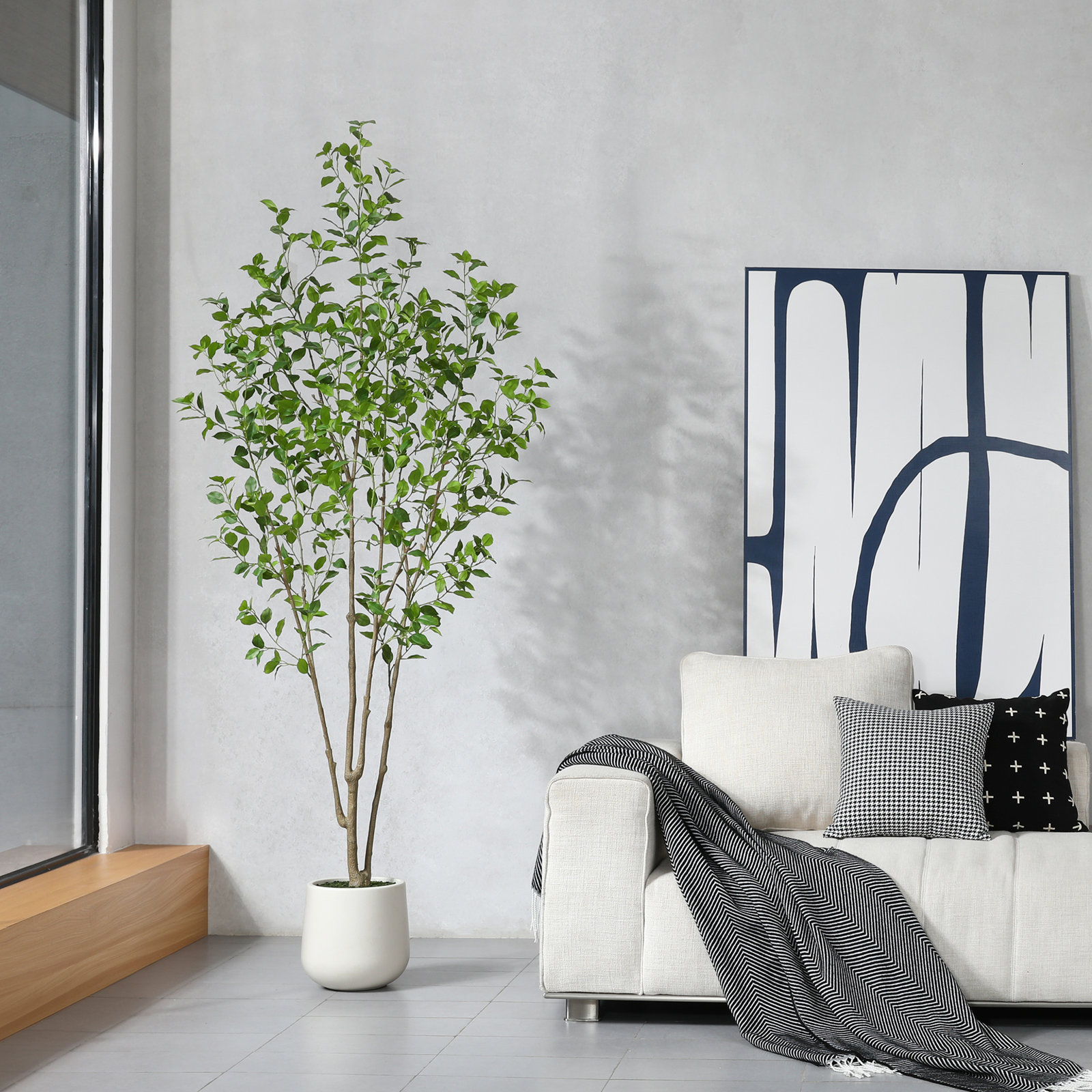 Aniston 84" Ficus Tree in Pot, 84" H x 28" W x 28" D