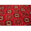 Tapis décoratif en laine rouge de conception unique 5 pi 1 po x 9 pi 4 po noué à la main 1980s