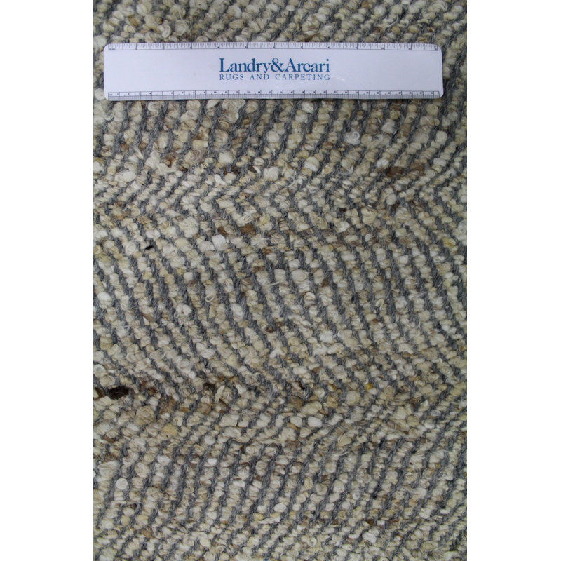 Diagonal Wool Area Rug in Brown/Charcoal/Ivory, Rectangle 8'8" x 9'9"