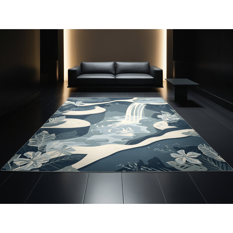 Tapis à motif floral tropical lavable à la machine, Carré 3 pi