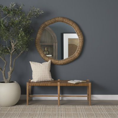 Banc en cuir et bois massif Ursulina