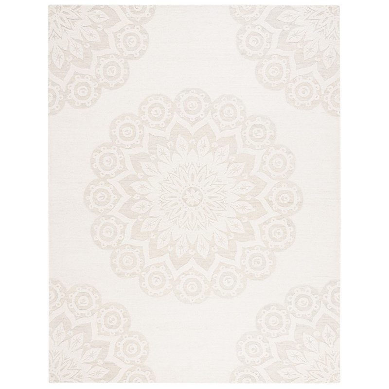 Blossom Hand Tufted Wool And Cotton With Latex Floral Rug, Rectangle 8' x 10'