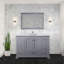 Meuble-lavabo simple gris foncé 48 po X P 22 po D, plateau en marbre de Carrare et Miroir-117984845-117984846