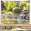 Tapisserie paysage vert lac et plantes-28491555