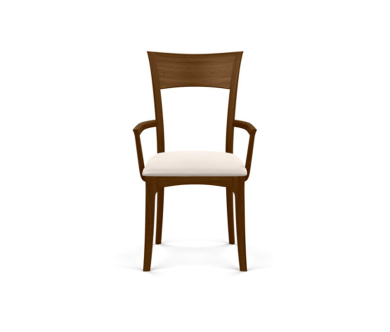 Ingrid 19.25'' H Upholstered Cherry Armchair, Natural Walnut, White