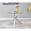 Seline Modern Round Dining Table Set in Glass and Chrome with 4 Upholstered Faux Leather Chairs-1651722673