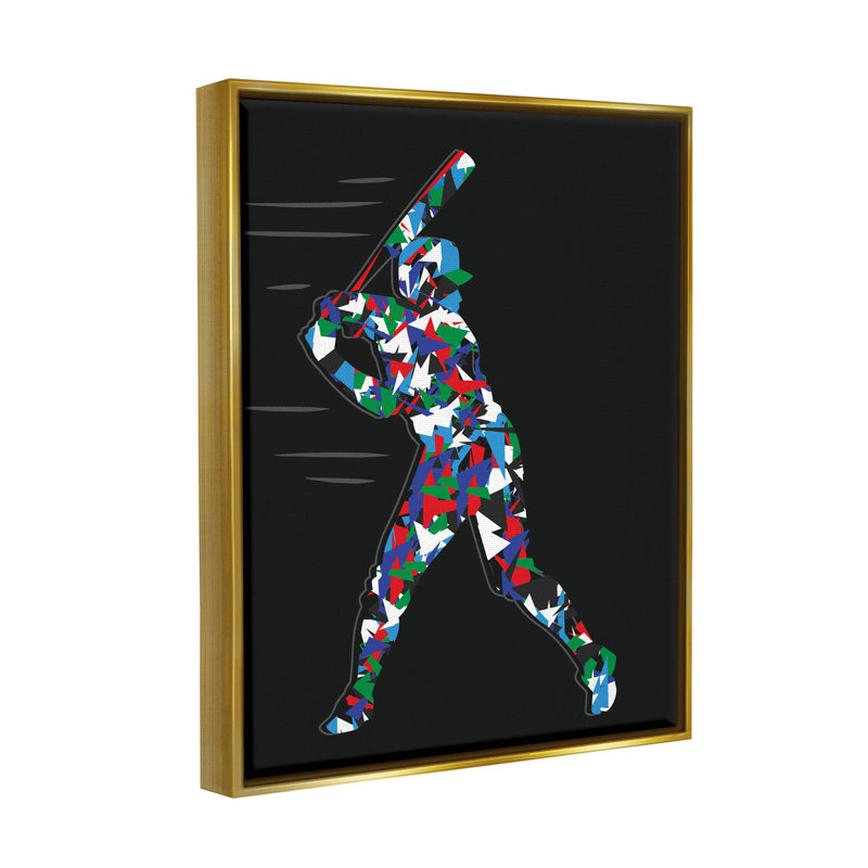 Joueur de baseball, art de la giclée abstraite encadrée par Arrolynn Weiderhold, H 14 po x l 11 po x P 1,5 po