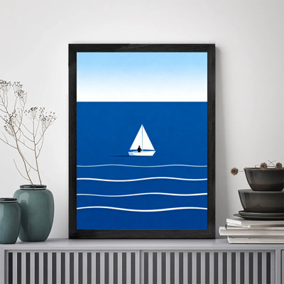 Art encadré noir, bateaux à voile rétro sur la surface de la mer, impressions encadrées de style rétro