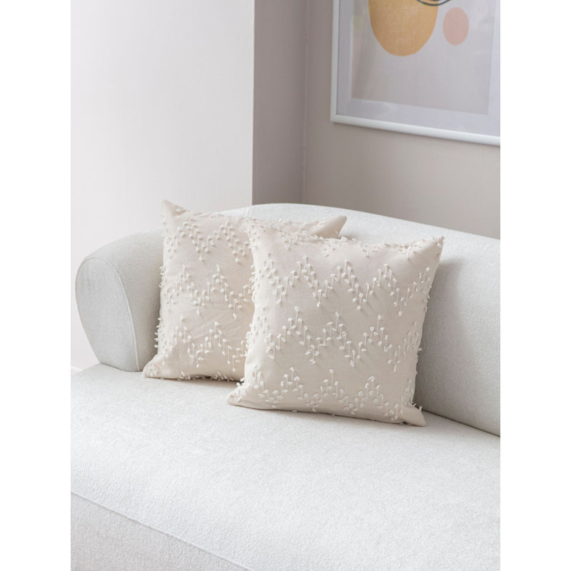 Premium Cushion Cover Set (2 Pieces), Cream Color, 16.9 x 16.9 inches | 100% Polyester Fabric, Soft and Durable | Machine Washable, Ideal for Living Room, Bedroom, and Home Décor Enhancement
