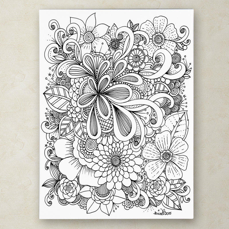 Carson «Zendoodle 5» par KCDoodleArt, impression sur toile tendue, H 19 po x l 14 po x P 2 po