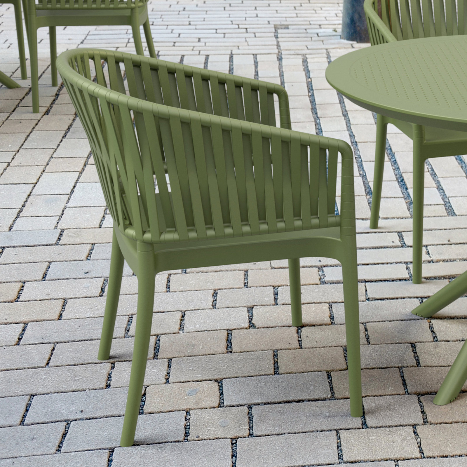 Newport Outdoor Stacking Dining Armchair, Olive Green
